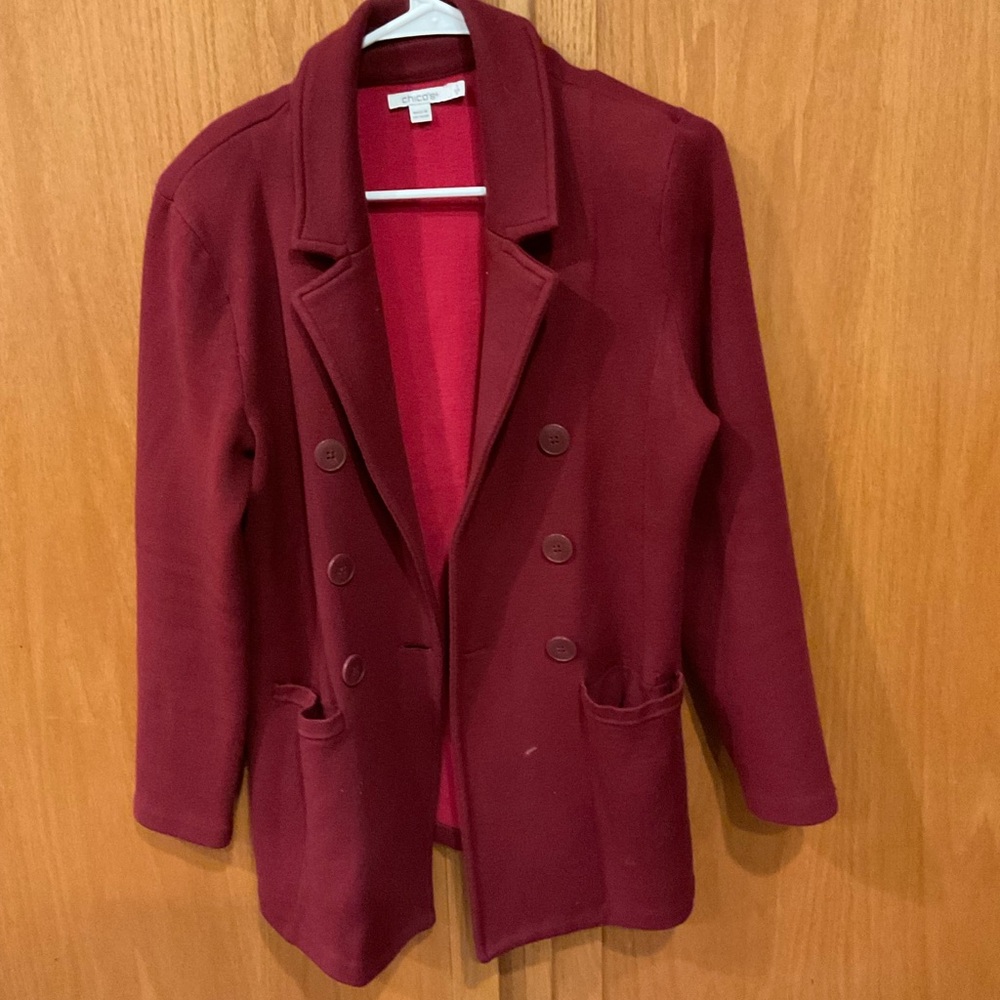 Chico's Double-Breasted Blazer in Burgundy